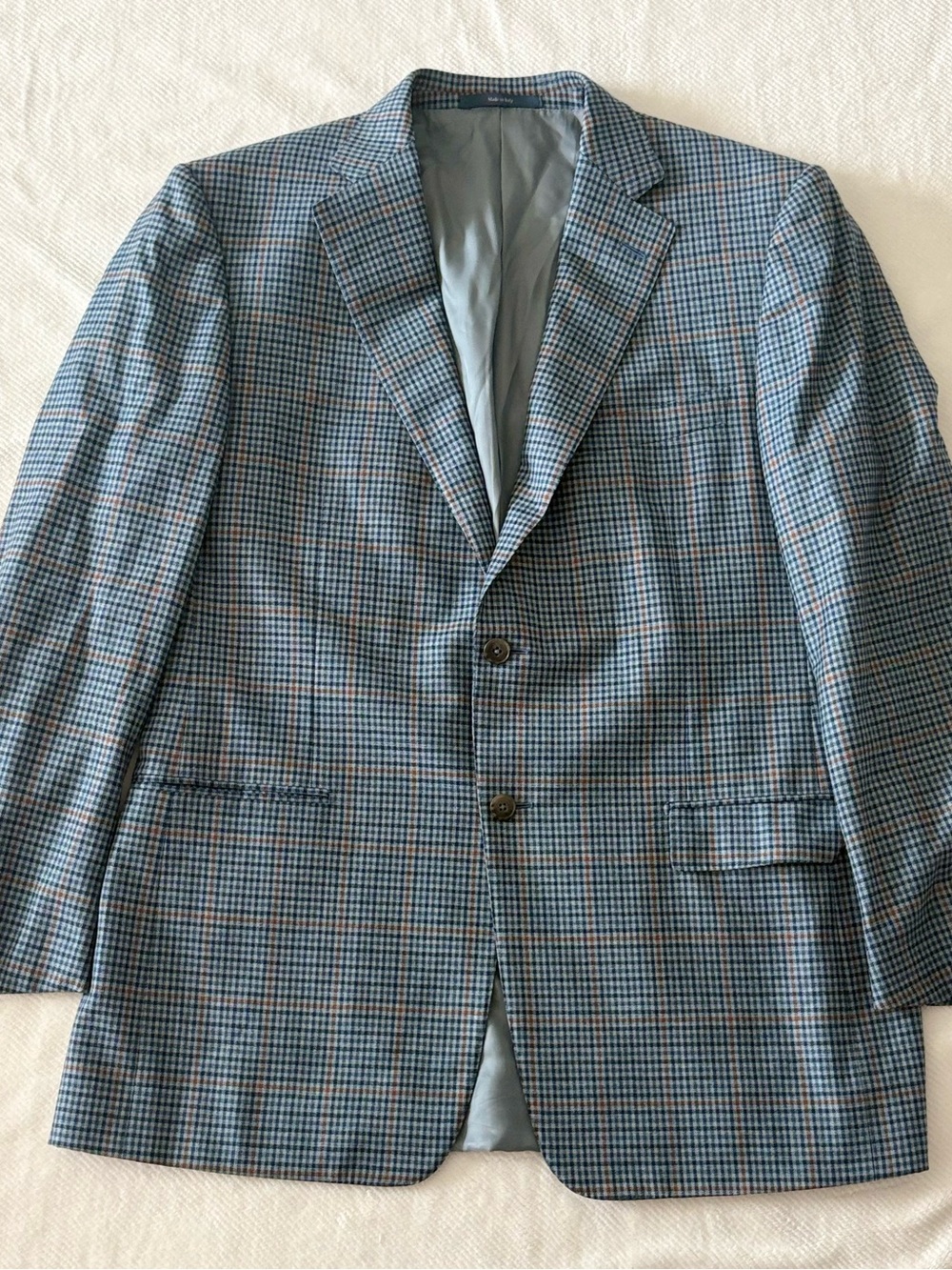 Ermenegildo Zegna Trofeo Blue Glen Plaid Sport Coat with Subtle Brown Accents